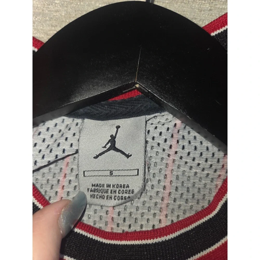 Vintage Jordan Brand #23 Pinstripe Basketball Jersey Black Red Size Youth Small